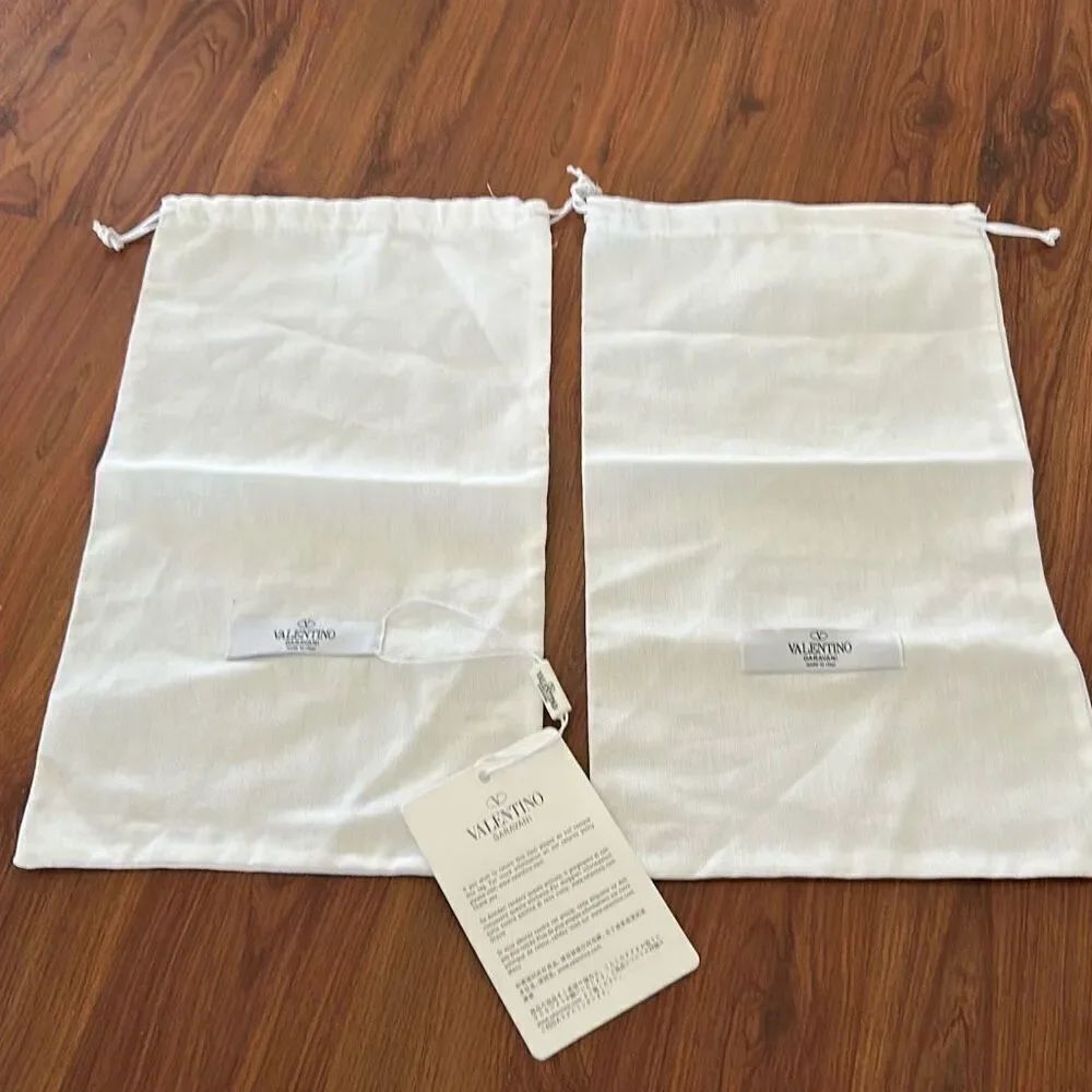 2 Authentic Valentino, linen muslin dust bag shoe bags white cream